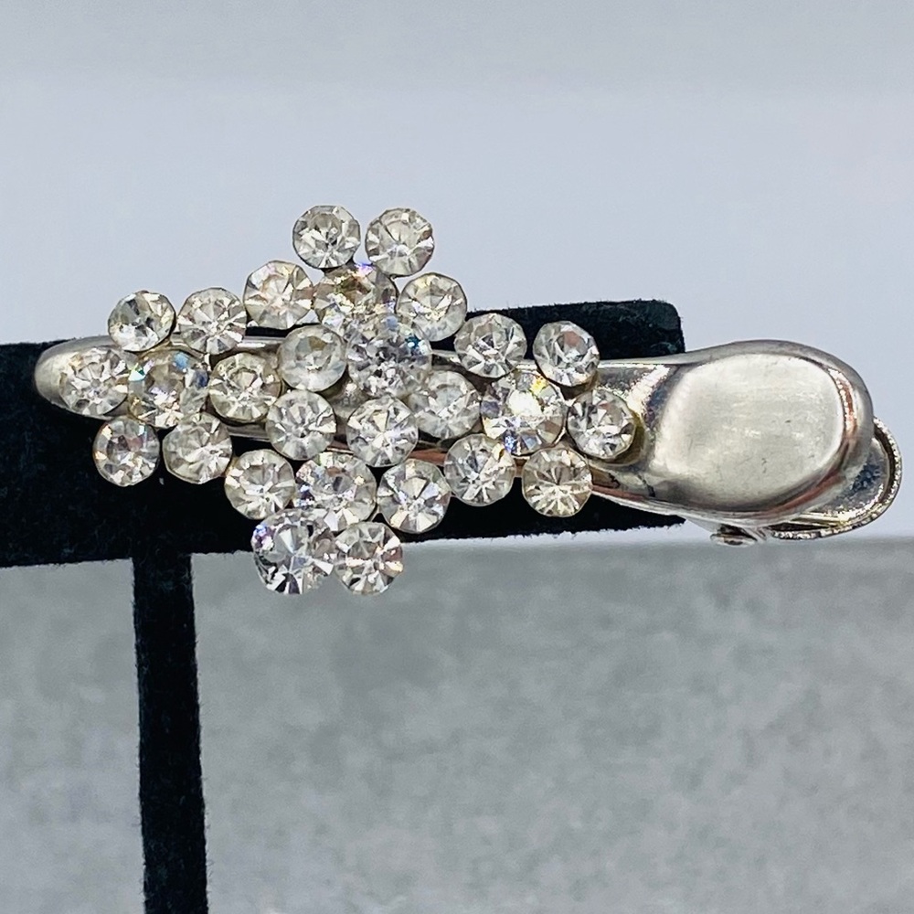 Elegant Silver And Clear Rhinestone Hair Clip EUC